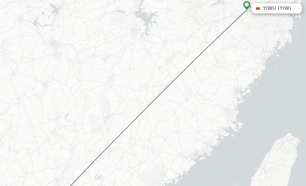 Flights from Yiwu to Fuoshan route map