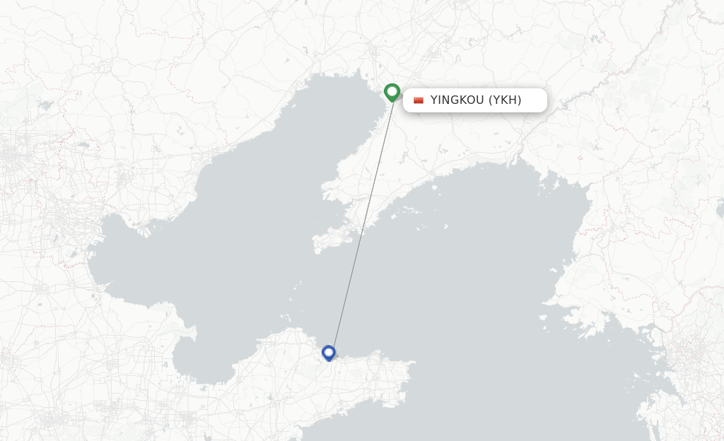 Route map with flights from Yingkou with HongTu Airlines