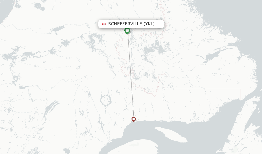 Route map with flights from Schefferville with Air Inuit