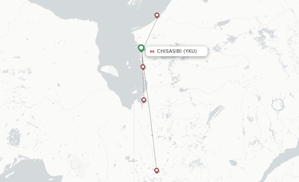 Route map with flights from Chisasibi with Air Creebec