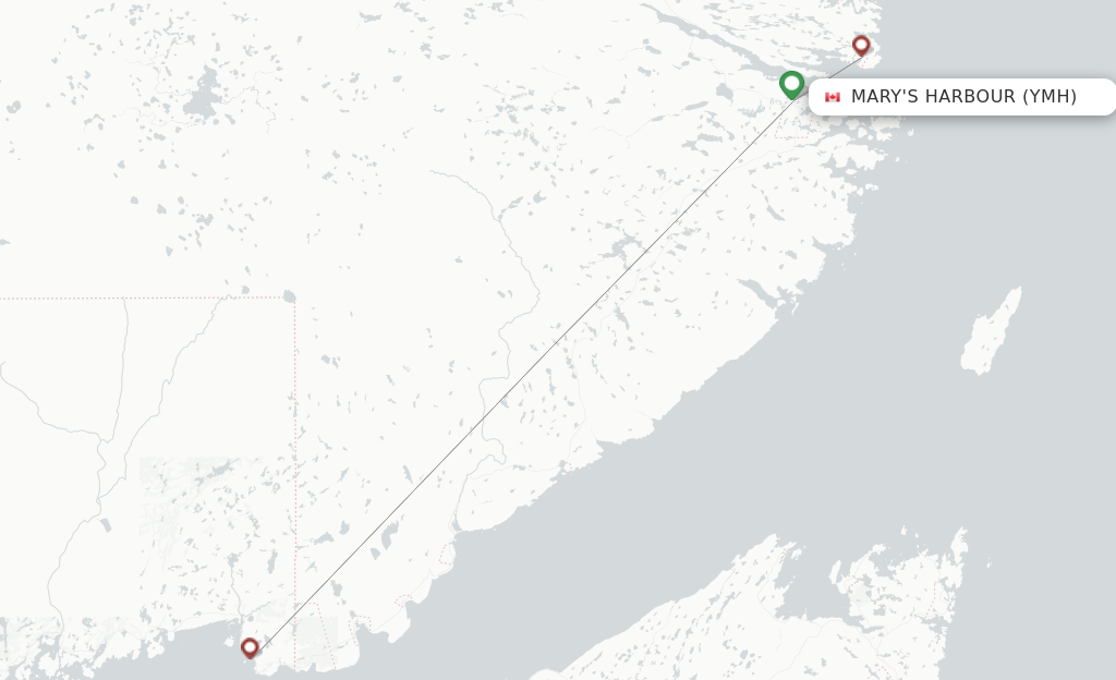 Flights from Mary's Harbour to Saint Anthony route map