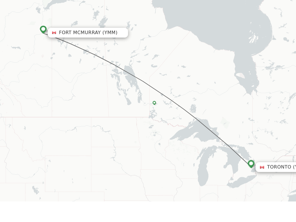 Flights from Fort Mcmurray to Toronto route map