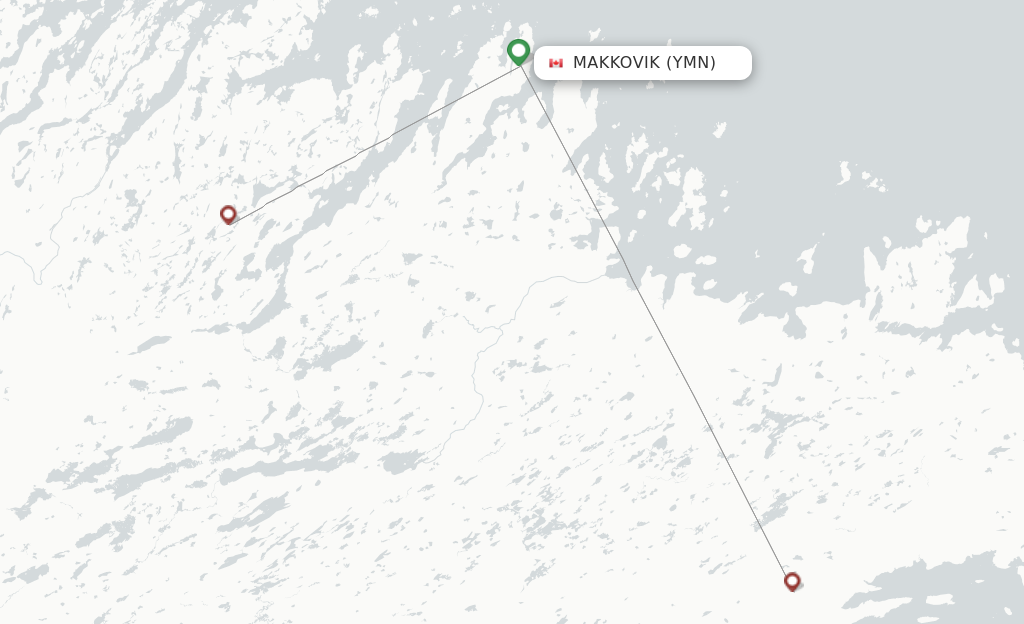 Route map with flights from Makkovik with PAL Aerospace