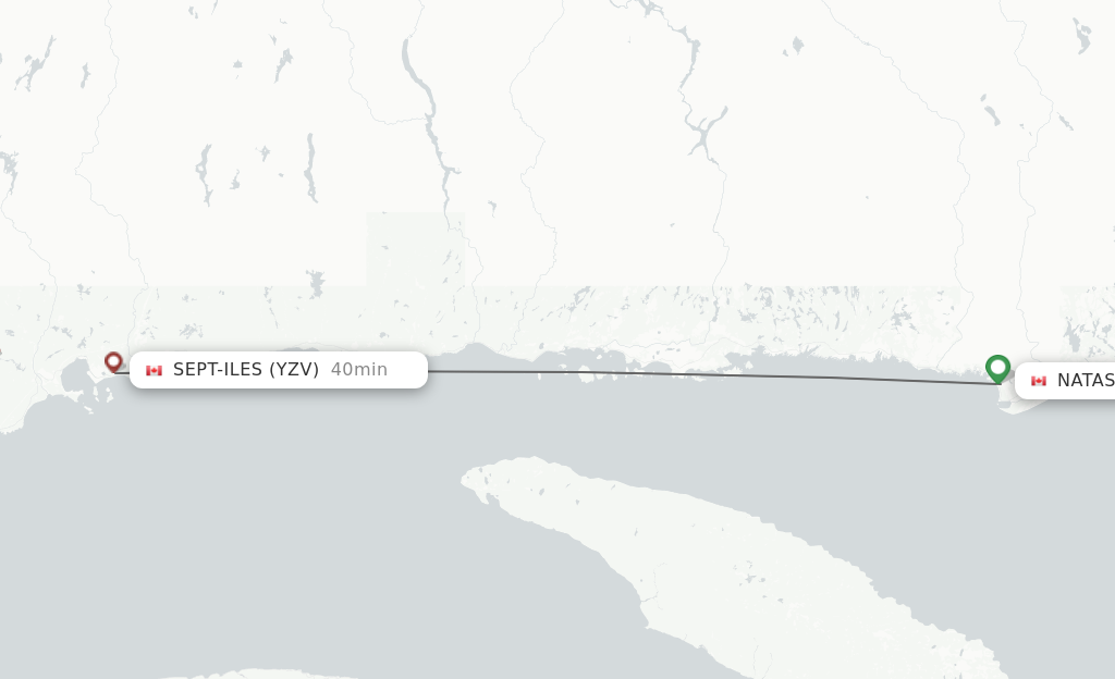 Flights from Natashquan to Sept-Iles route map