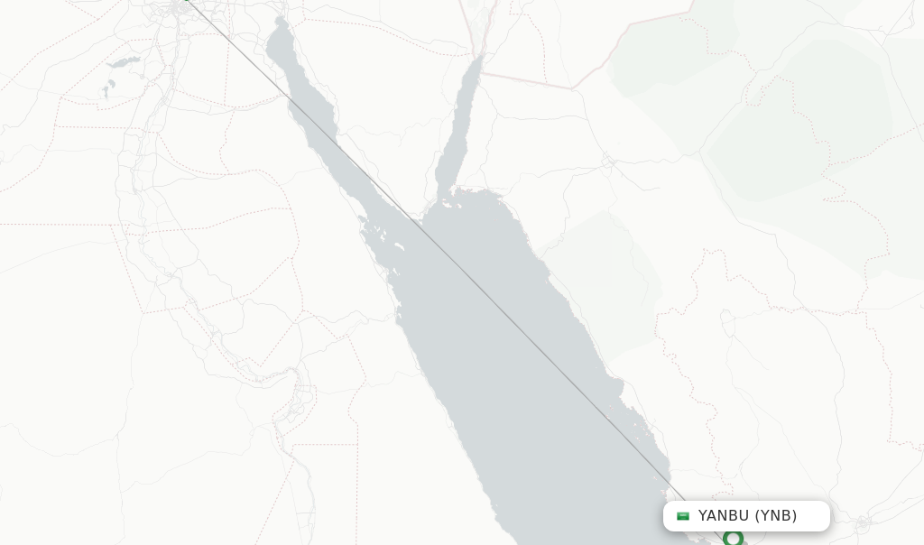 Route map with flights from Yanbu with Nile Air
