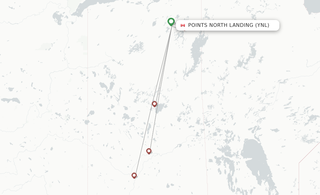 Flights from Points North Landing to La Ronge route map