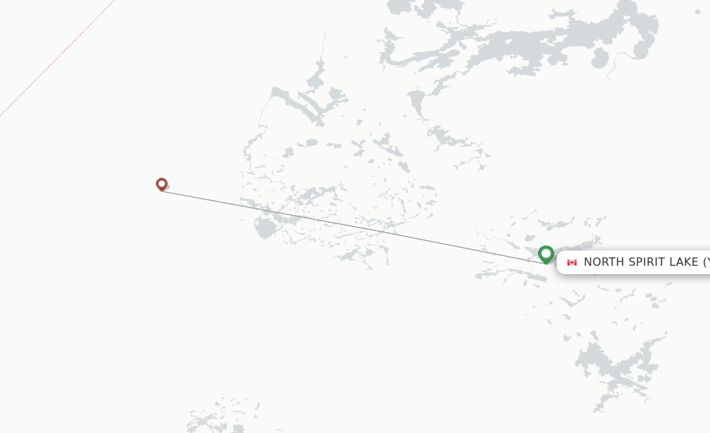 Route map with flights from North Spirit Lake with Bearskin Airlines