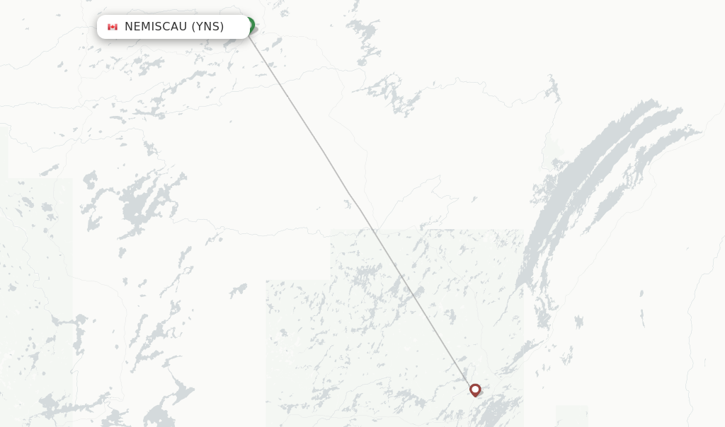 Route map with flights from Nemiscau with Air Creebec