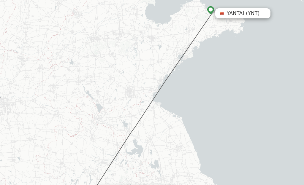 Flights from Yantai to Hefei route map