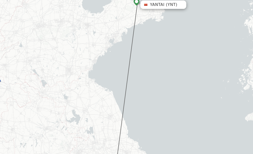 Flights from Yantai to Wuxi route map