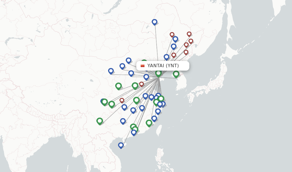 Yantai flight map