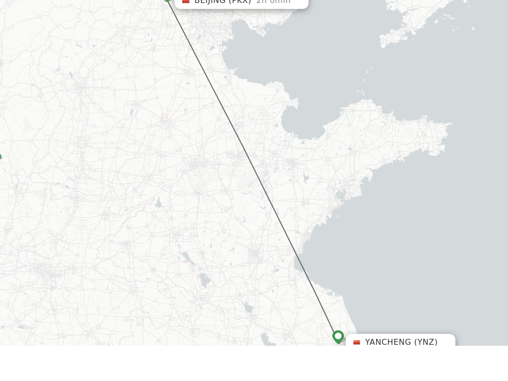Flights from Yancheng to Beijing route map