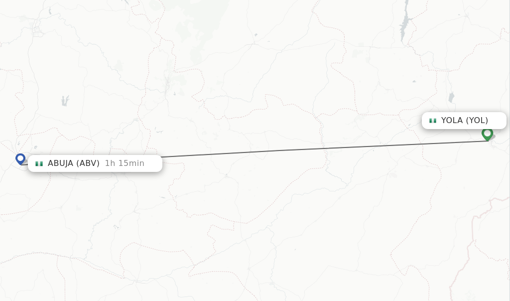 Flights from Yola to Abuja route map
