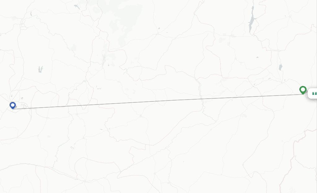 Route map with flights from Yola with Air Peace