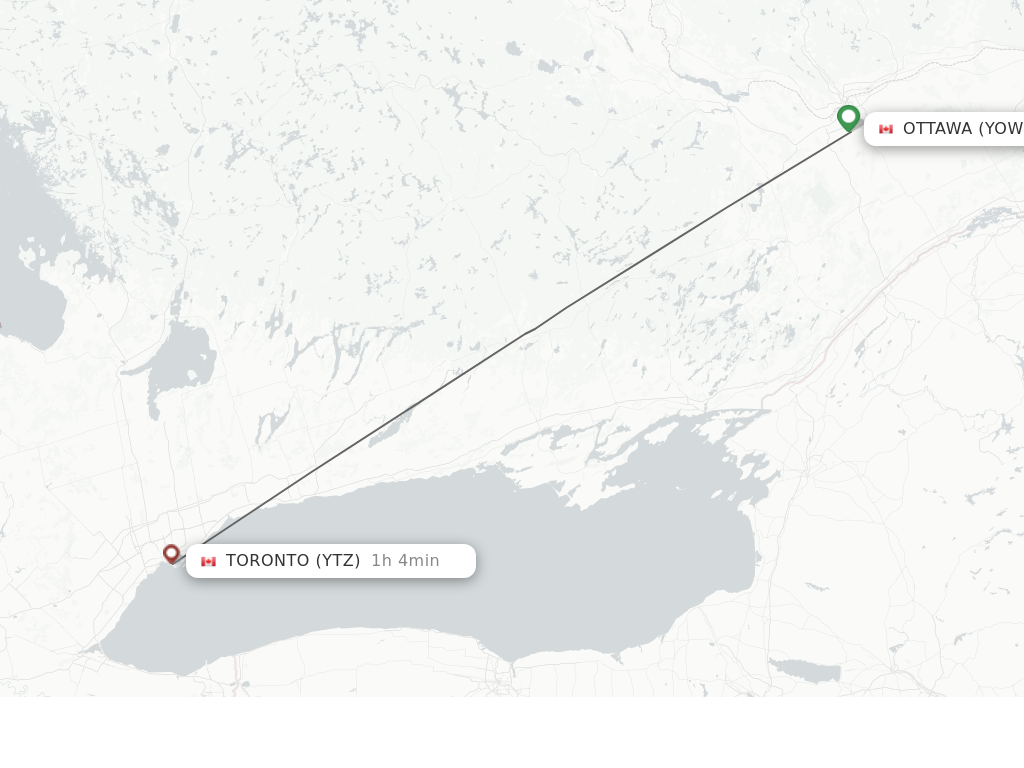 Flights from Ottawa to Toronto route map