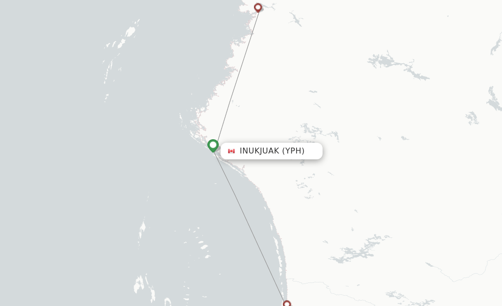 Route map with flights from Inukjuak with Air Inuit
