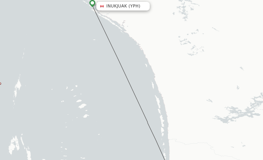 Flights from Inukjuak to Umiujaq route map