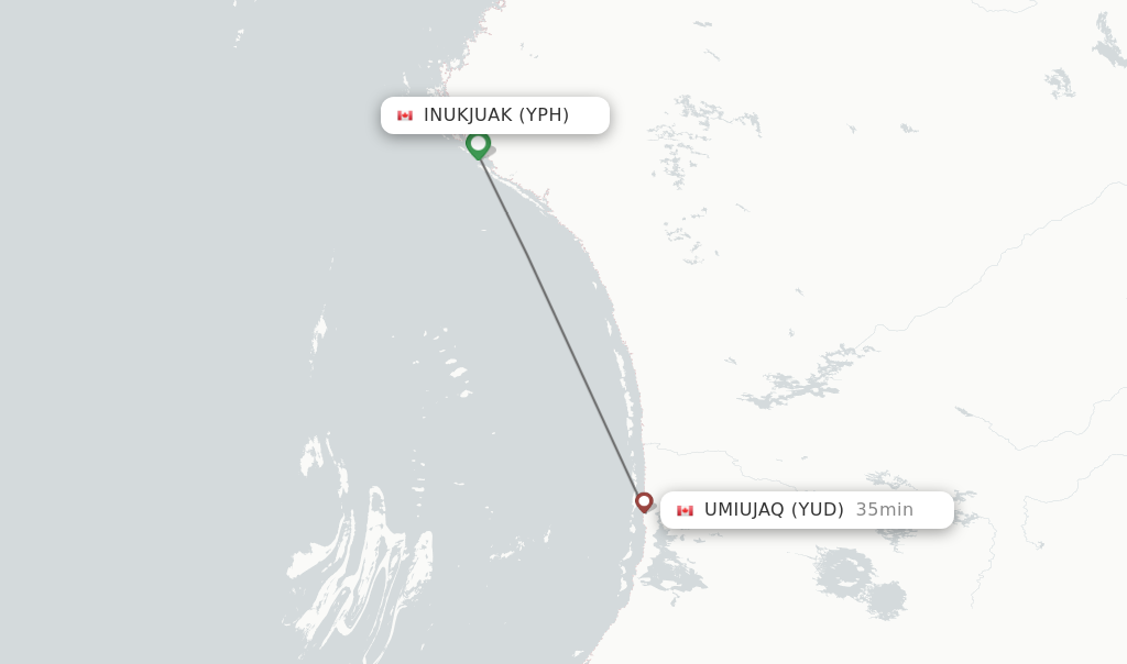 Flights from Inukjuak to Umiujaq route map