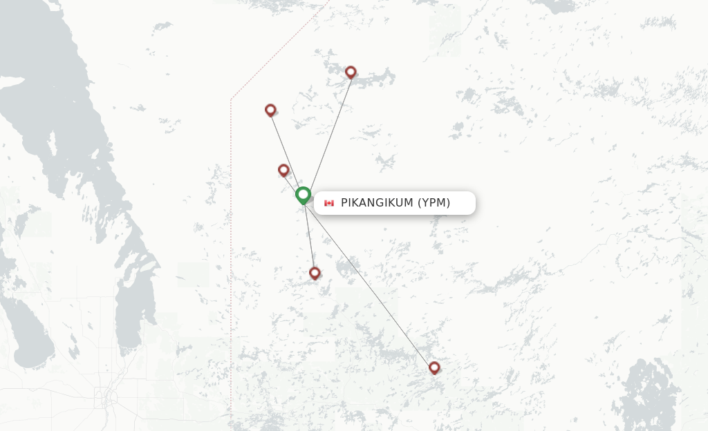 Flights from Pikangikum to Keewaywin route map