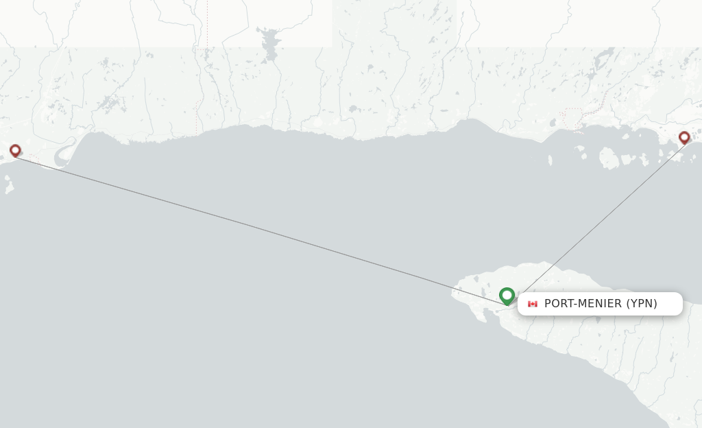 Route map with flights from Port-Menier with Air Liaison