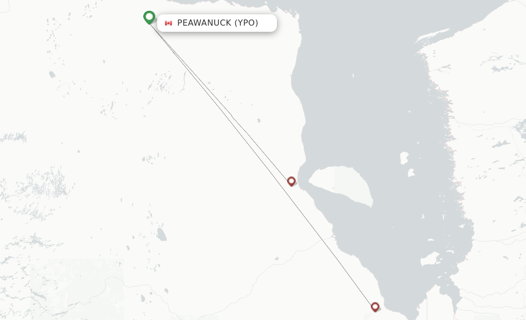 Peawanuck YPO route map
