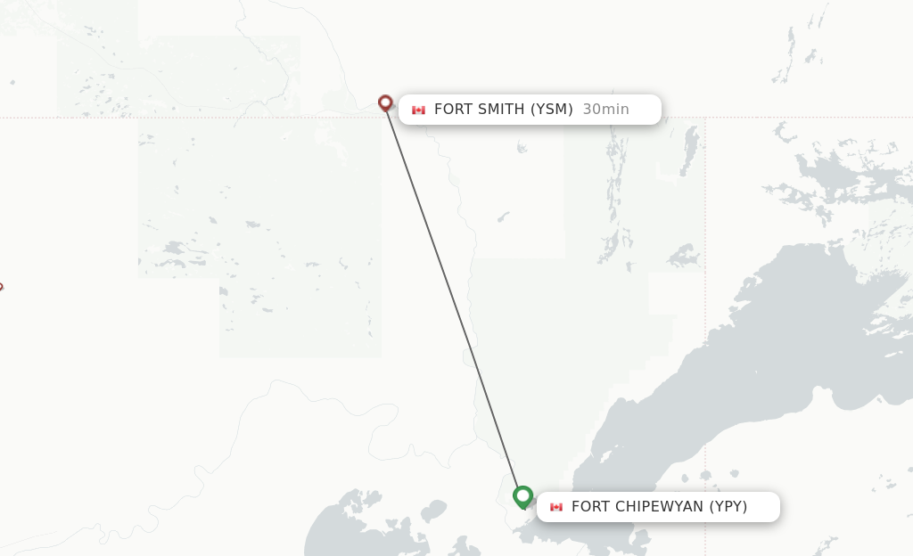 Flights from Fort Chipewyan to Fort Smith route map