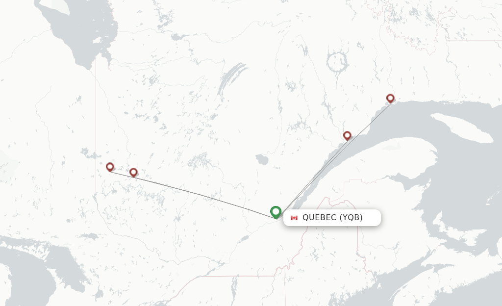Route map with flights from Quebec with Air Liaison