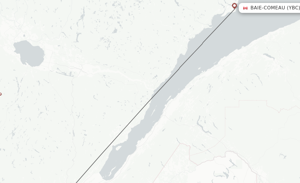 Flights from Quebec to Baie Comeau route map