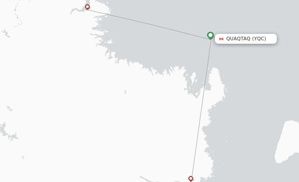 Route map with flights from Quaqtaq with Air Inuit