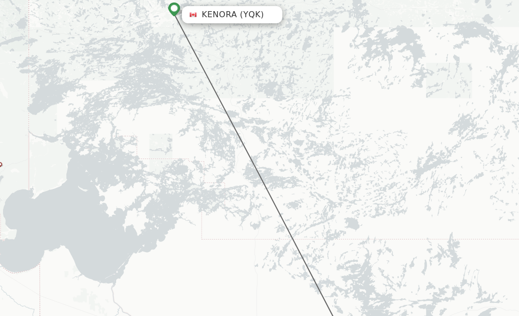 Flights from Kenora to Fort Frances route map