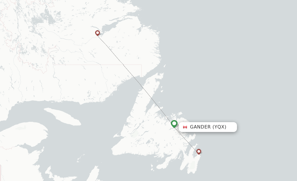 Route map with flights from Gander with PAL Aerospace