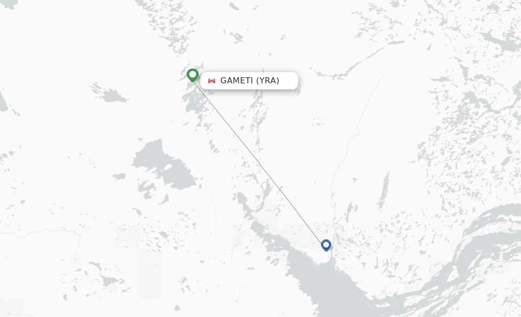 Route map with flights from Rae Lakes with Air Tindi