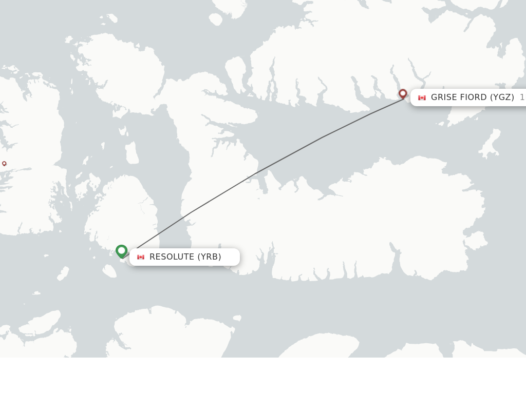 Flights from Resolute to Grise Fiord route map