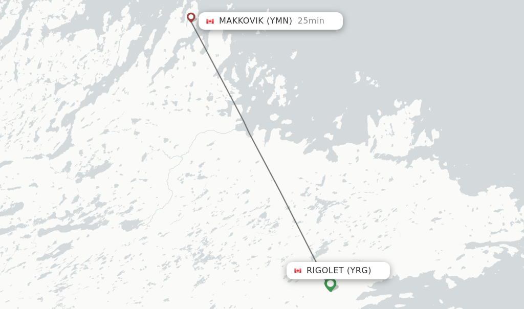 Flights from Rigolet to Makkovik route map