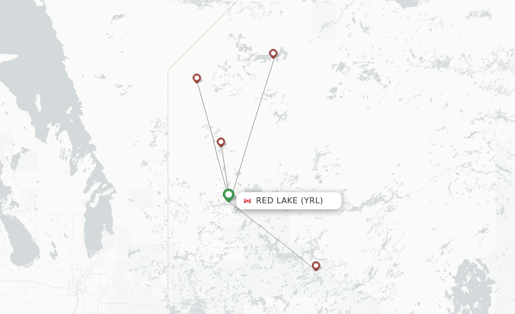 Route map with flights from Red Lake with Wasaya Airways