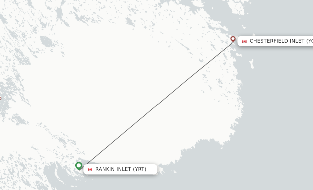 Flights from Rankin Inlet to Chesterfield Inlet route map