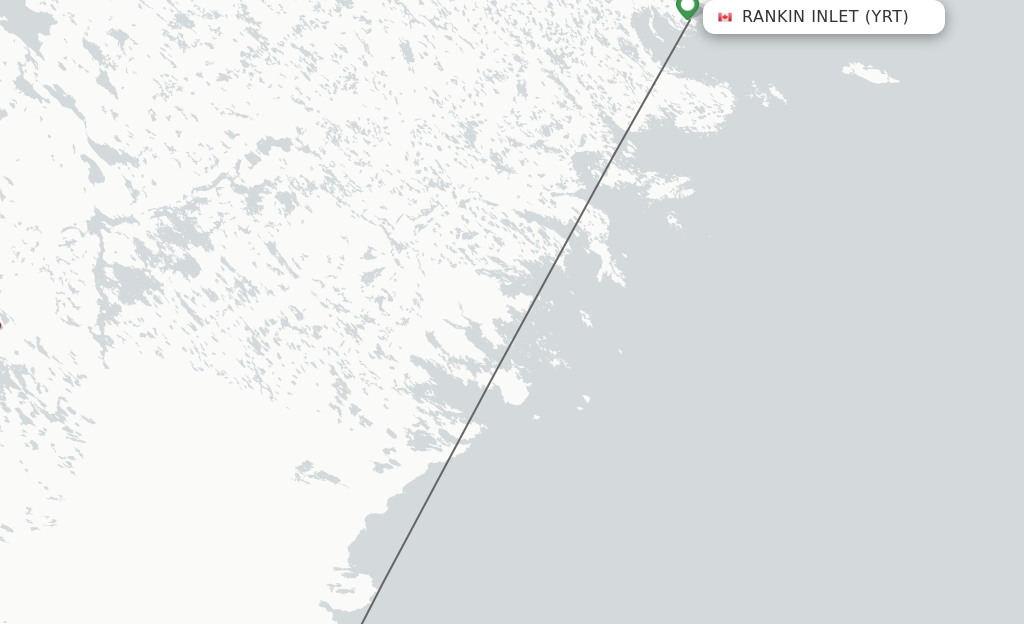 Flights from Rankin Inlet to Eskimo Point route map