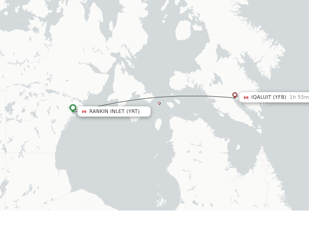 Flights from Rankin Inlet to Iqaluit route map