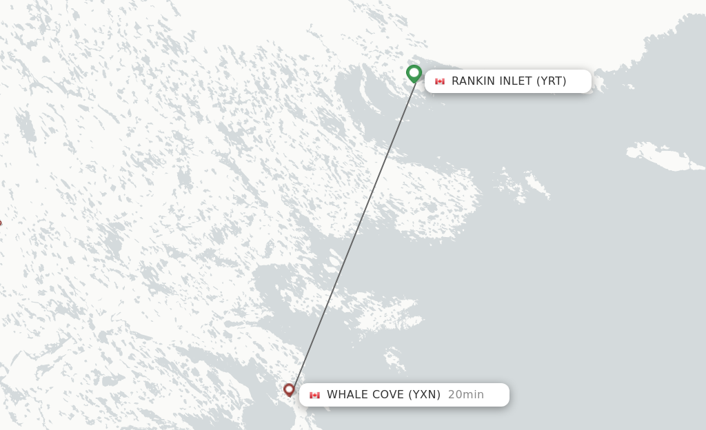 Flights from Rankin Inlet to Whale Cove route map