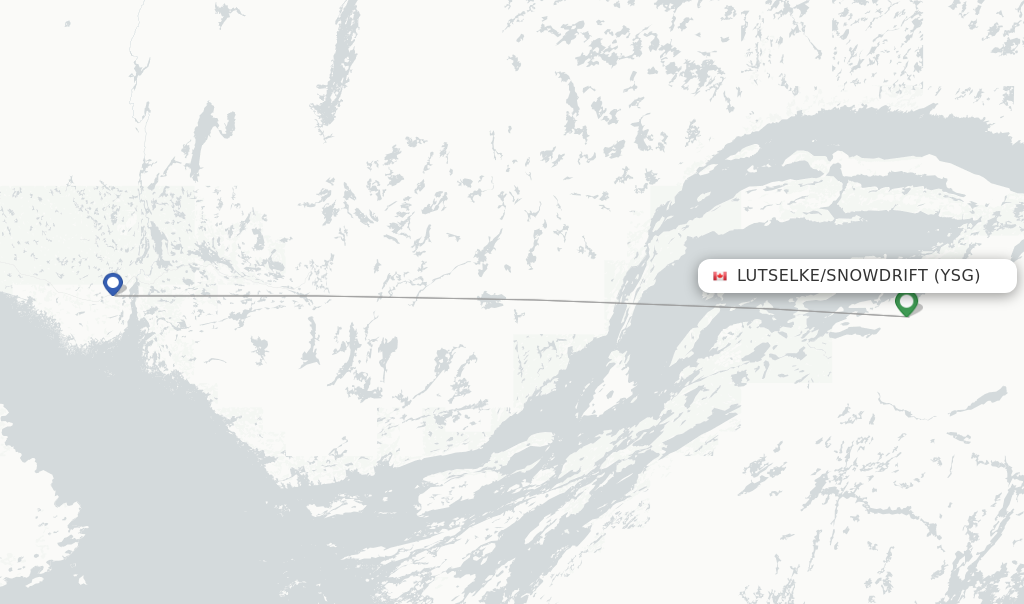 Route map with flights from Lutselke/Snowdrift with Air Tindi