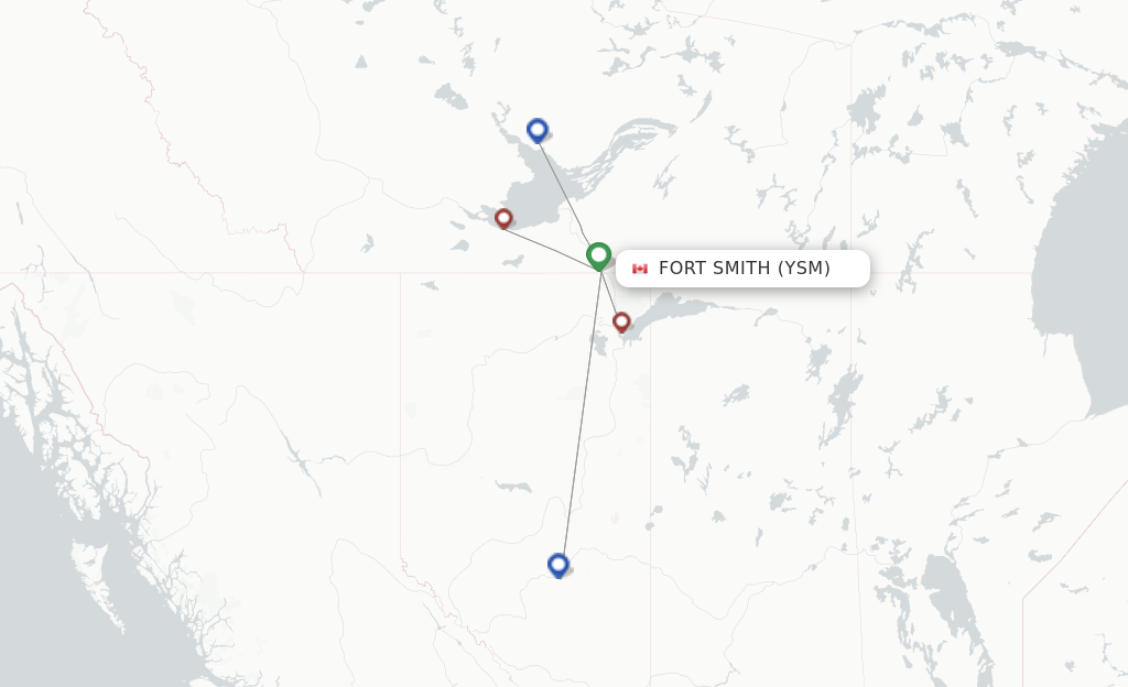 Route map with flights from Fort Smith with Northwestern Air