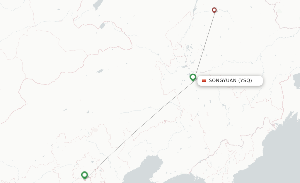 Route map with flights from Songyuan with China United Airlines