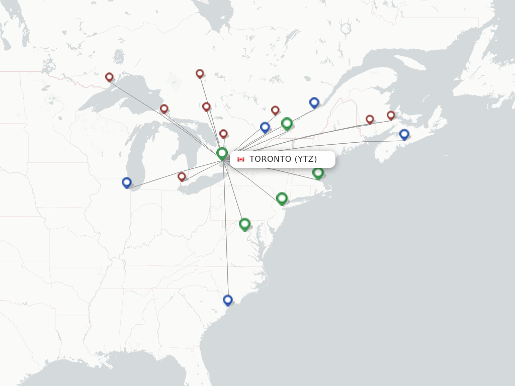 Toronto YTZ route map
