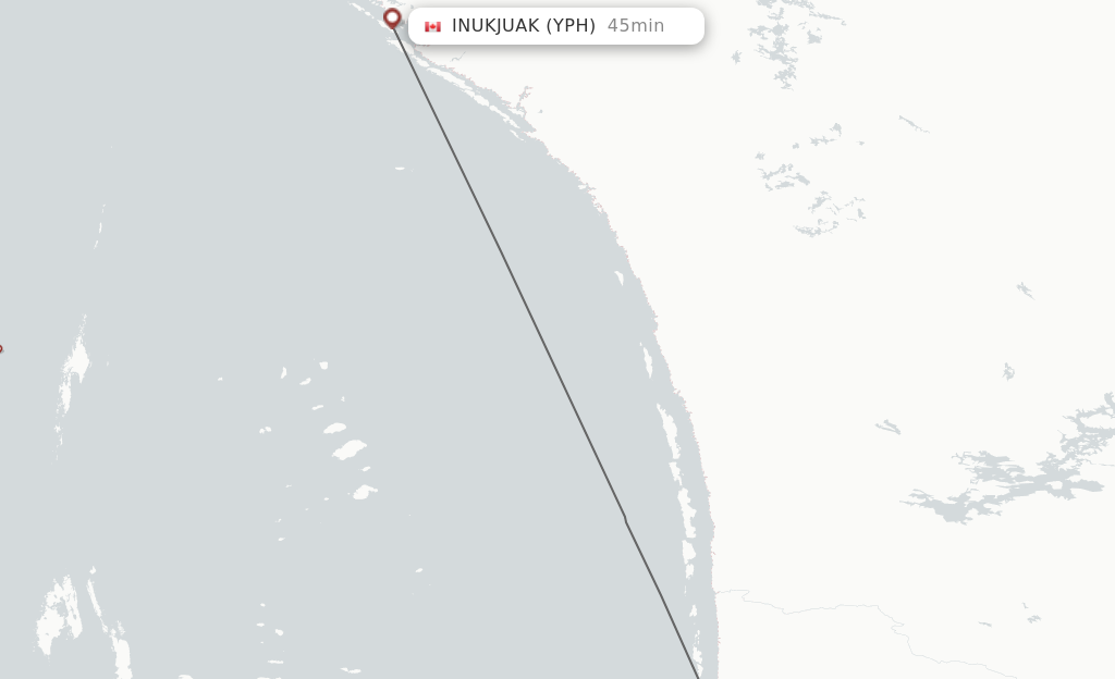 Flights from Umiujaq to Inukjuak route map