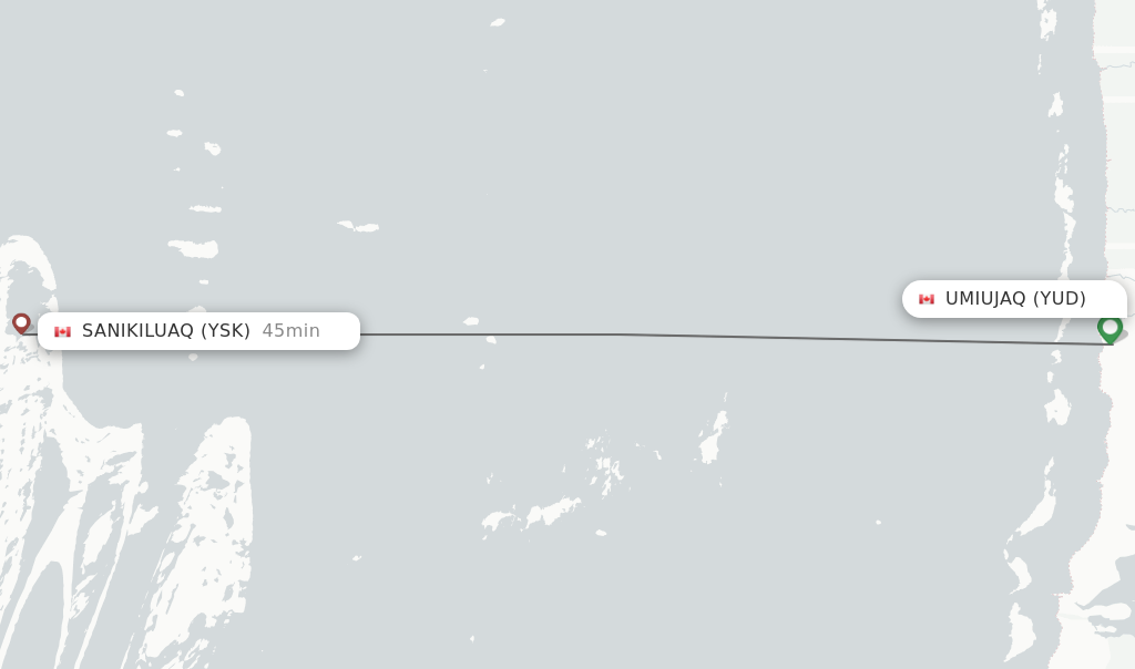 Flights from Umiujaq to Sanikiluaq route map