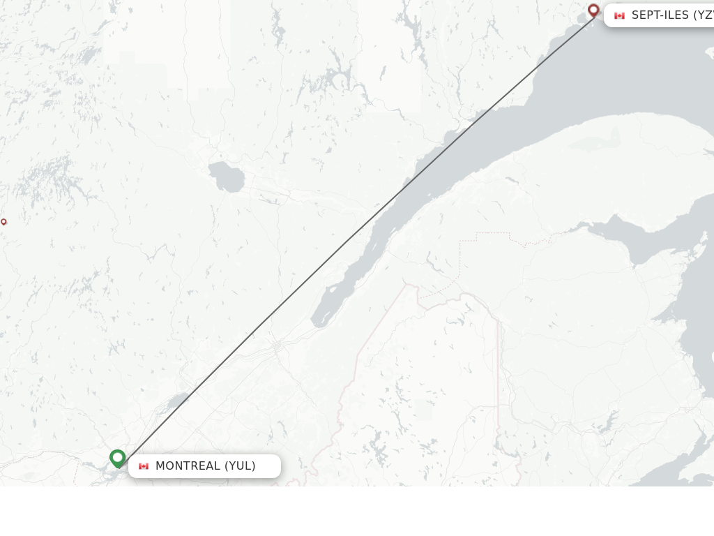 Flights from Montreal to Sept-Iles route map