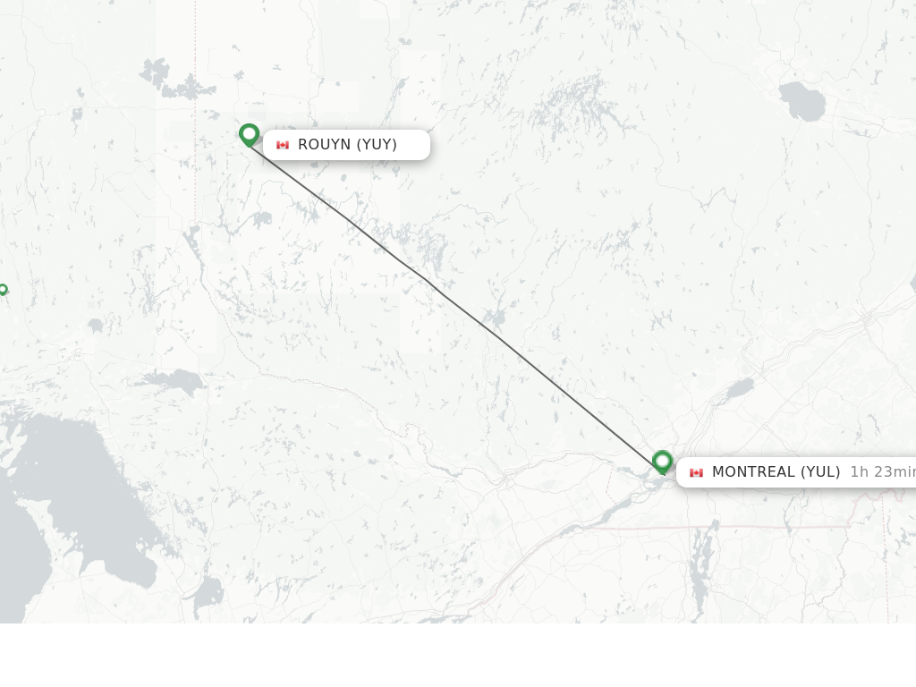 Flights from Rouyn to Montreal route map