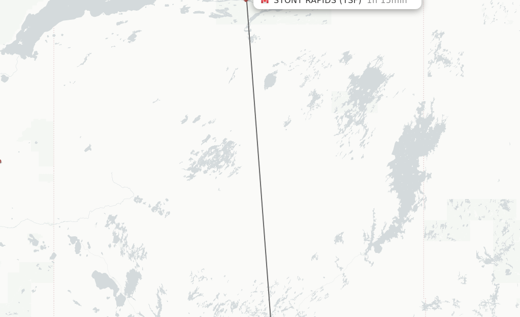 Flights from Stony Rapids to La Ronge route map