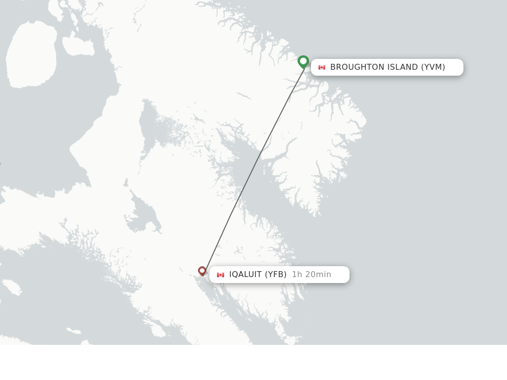 Flights from Qikiqtarkuaq to Iqaluit route map