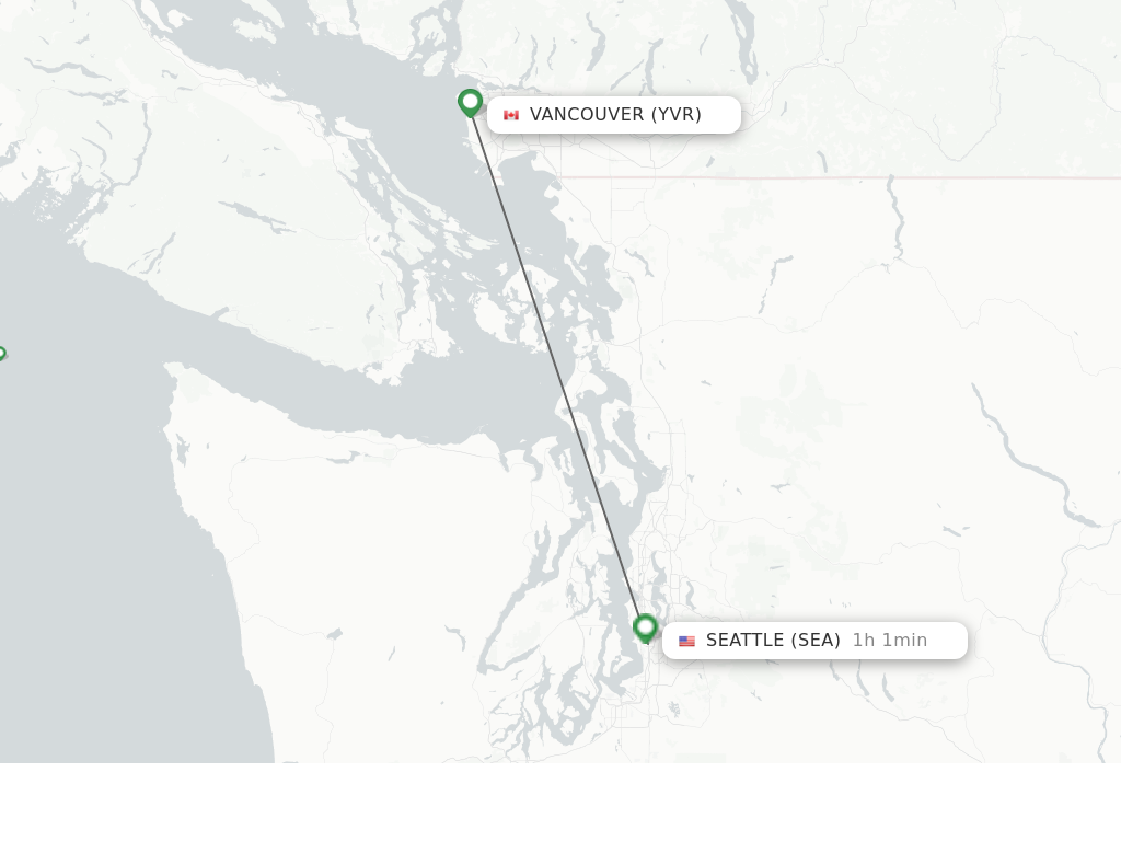 Flights from Vancouver to Seattle route map